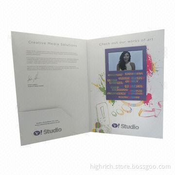 4.3-inch LCD Screen Video Brochure Greeting Card for Yahoo with USB for Recharging, Uploading